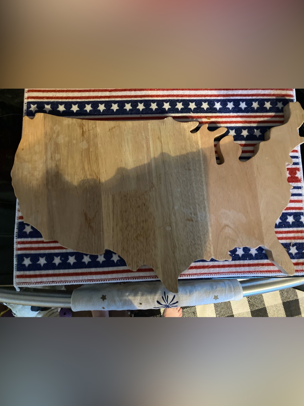 Hobby Lobby Wooden USA Map Serving Board - Natural Brown